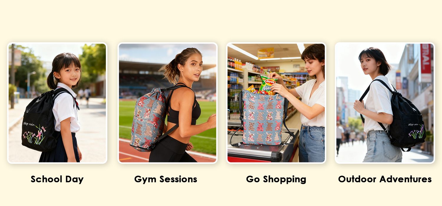 Mochilas personalizadas plegables con cordón asequibles para estilos de vida activos